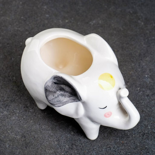 Декоративный горшок для цветов «Слон Платон», 500 мл, 15.5×8.5×12.5 см, керамический, белый