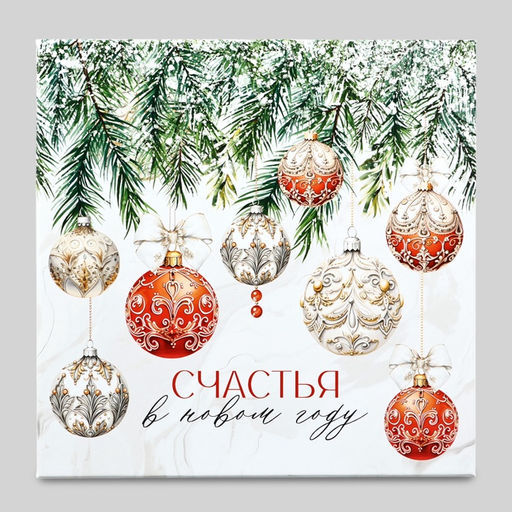 Коробка новогодняя подарочная «Роскошные шары», 22×22×12 см