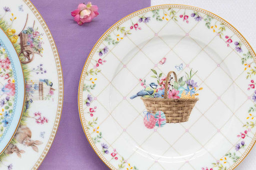 Тарелка закусочная, 19 см, фарфор P, белая, Корзина с цветами, Spring Bloom