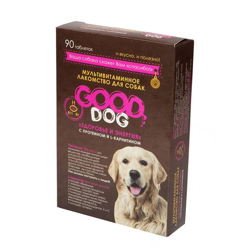 Вит. GOOD DOG д/соб, "ЗДОРОВЬЕ И ЭНЕРГИЯ" 90 таб GDM-01