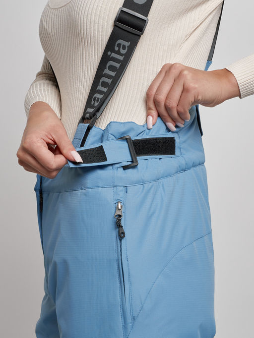 Полукомбинезон утепленный женский зимний горнолыжный голубого цвета 7601Gl - Colannia фото 9