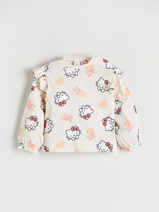 Hello Kitty Bask?l? K?z Bebek Bluz ve Pantolon 2li