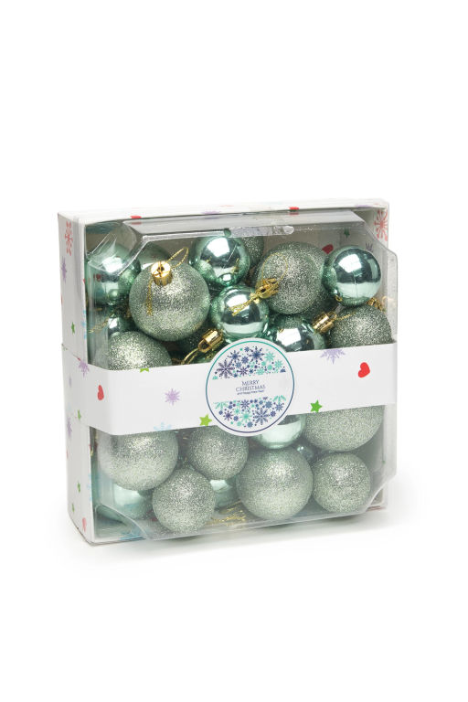 Набор новогодних шаров микс (28 шт) SF-8002, аквамариновый №12 - Больше подарков фото 2