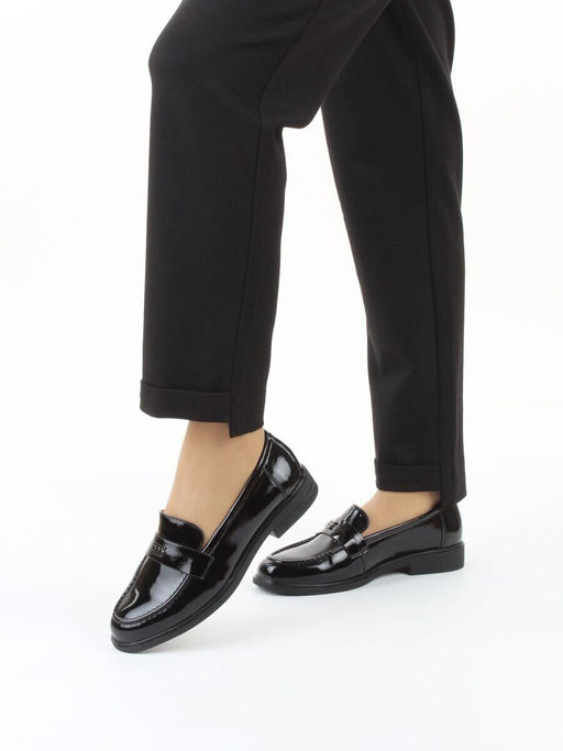 03-DEB55-2 BLACK Лоферы женские (натуральная кожа)