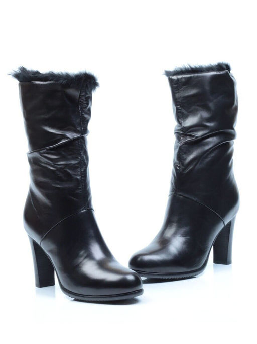 F16-180M BLACK Полусапоги зимние женские (натуральная кожа, натуральный мех (еврозима))