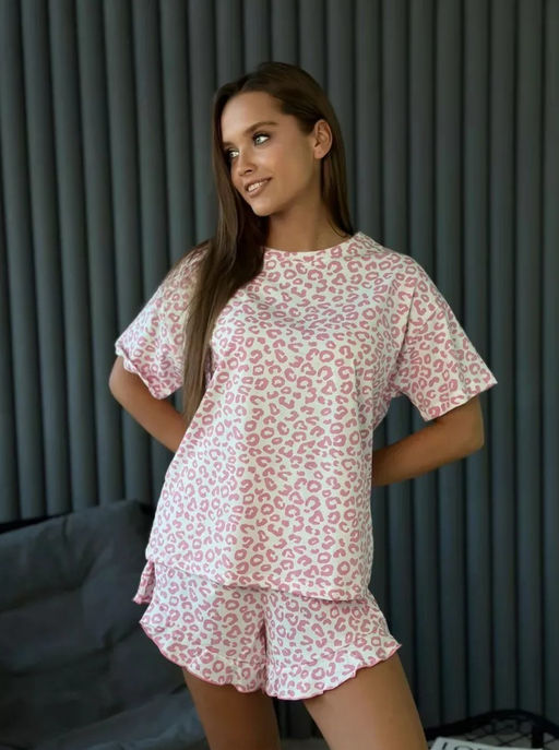 K13244 Домашний костюм (шорты и футболка) ПУДРА