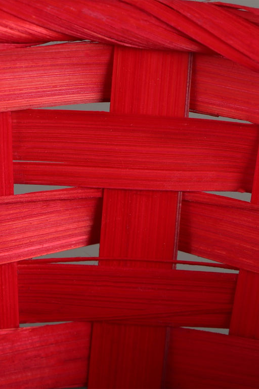 Корзина плетёная, 13×13×9.5 см, ручка h=21 см, бамбук, красная