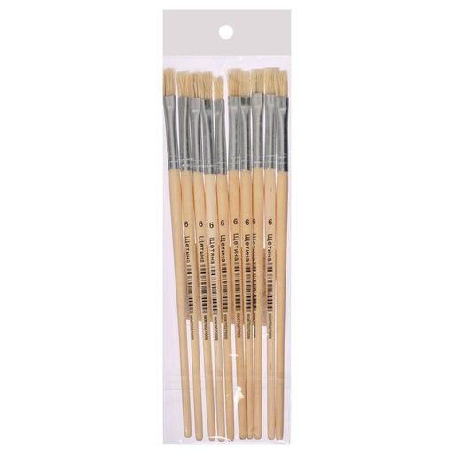 Цена за 10 шт. Кисть для рисования, щетина, № 6, плоская, деревянная ручка, международный размер