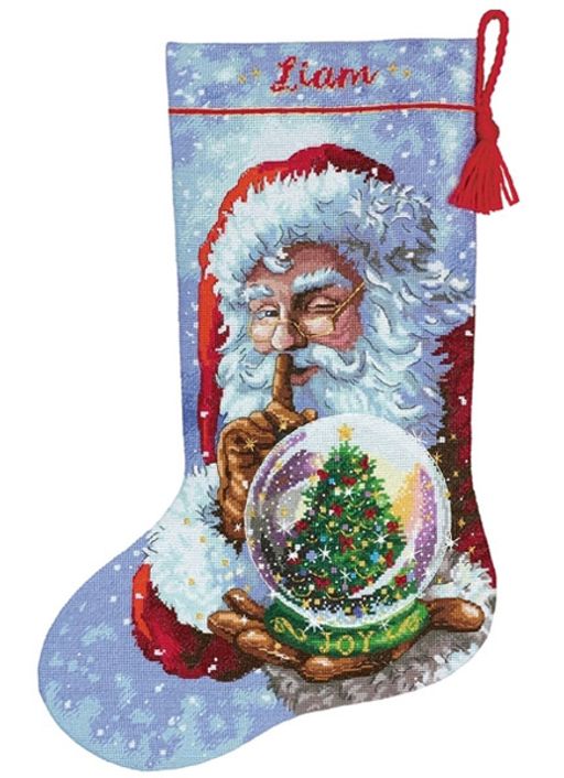 Набор для вышивания DIMENSIONS 70-08985 Сапожок. Снежный шар Санты 40.6