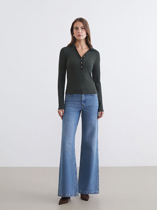 Polo Yaka Modal Kar???ml? Kad?n Ti??rt