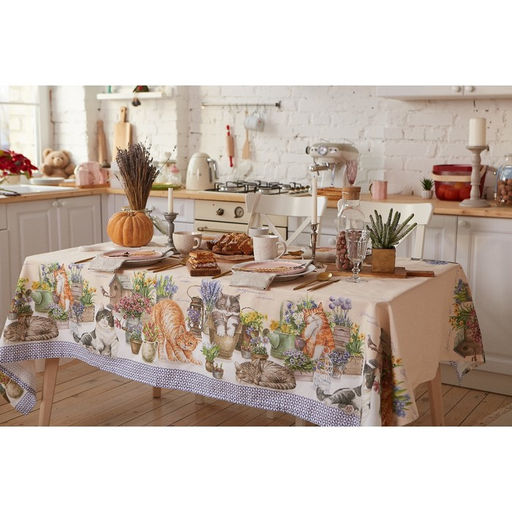 Скатерть Этель Уютные коты180х147 см, 100% хлопок, саржа 190 г/м2  фото 3