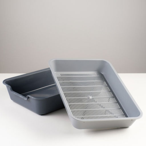 Туалет с сеткой Белла для кошек, 37 х 27 х 8 см, серый - Пижон фото 3