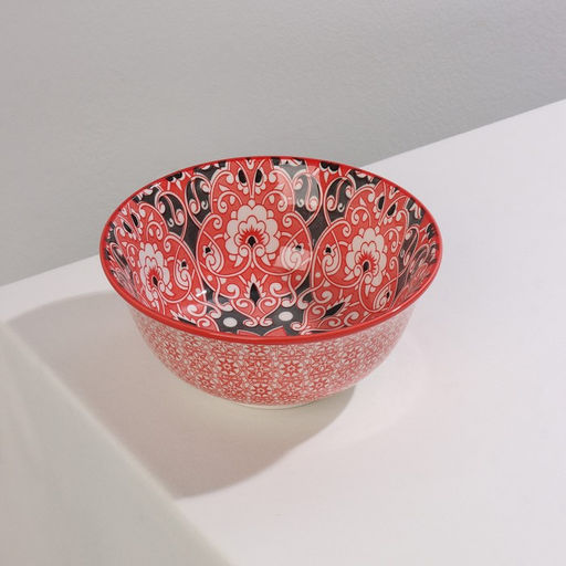 Салатник керамический Доляна Джавлон, 600 мл, d=14,5 см, цвет красный  фото 2