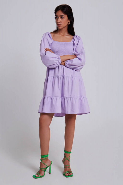 Хлопковое платье с пышными рукавами - Incity фото 4