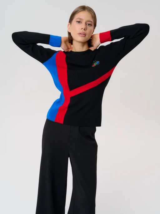 Джемпер женский 12421-53012 black/red/blue