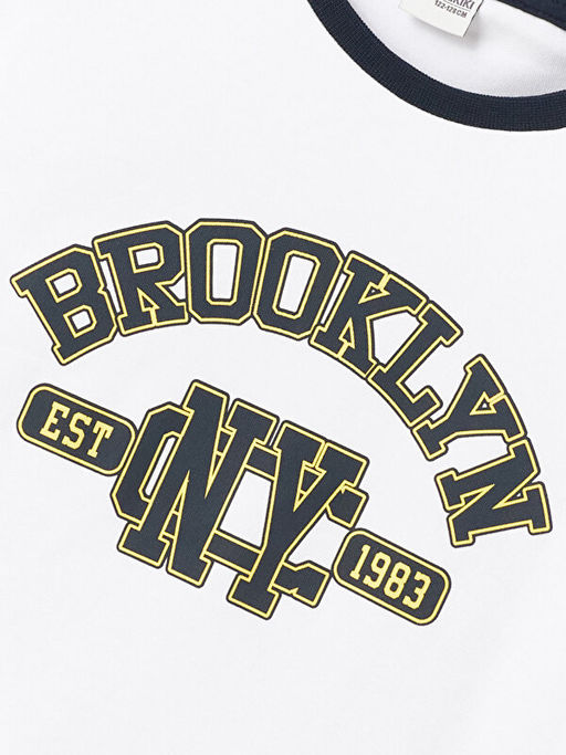 Bisiklet Yaka Bask?l? Uzun Kollu Erkek ?ocuk Ti??rt - Waikiki фото 3