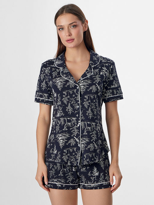 Комплект домашний женский синий с узором - Mark formelle фото 3
