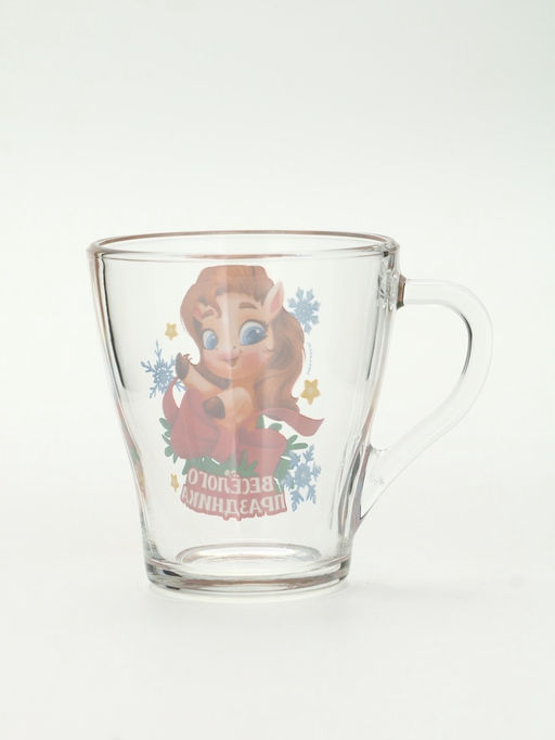 Кружки стеклянные новогодние «Весёлого праздника. Лошади», набор 2 шт. по 300 мл