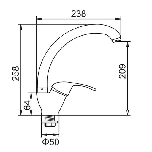 Смеситель для кухни Accoona A84043E, однорычажный, силумин, бежевый
