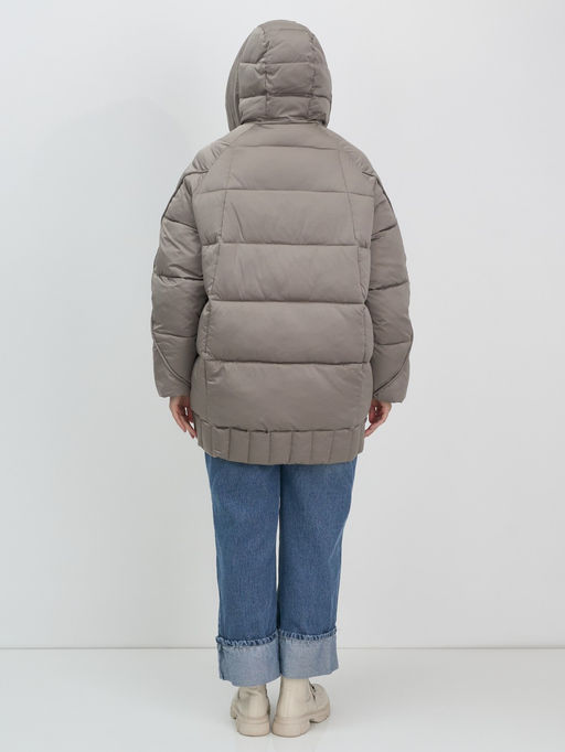 Куртка зимняя женская с капюшоном модная коричневого цвета 7651K - Visdeer фото 16