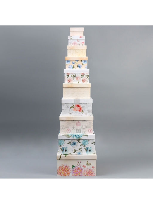 Набор коробок 10 в 1, упаковка подарочная, Шебби, 10?10?6?28?28?15 см