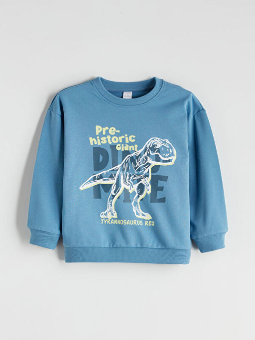 Bask?l? Erkek ?ocuk Sweatshirt ve E?ofman Alt 2li