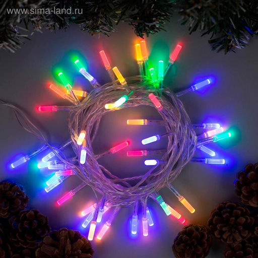 Гирлянда Нить 5 м с насадками Звёздочки, IP20, прозрачная нить, 50 LED, свечение мульти, 8 режимов, 220 В - Luazon lighting фото 2