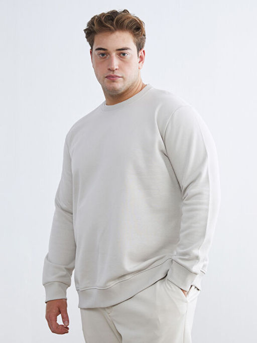 Bisiklet Yaka Erkek Kal?n Sweatshirt