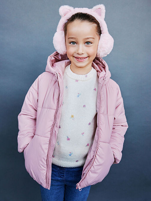 Bisiklet Yaka ?i?ekli K?z ?ocuk Kazak - Waikiki фото 3