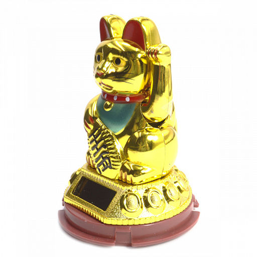 Манеки Неко оберег на процветание Манящий кот золотой на солнечной батарее - Сандаловый дом фото 2