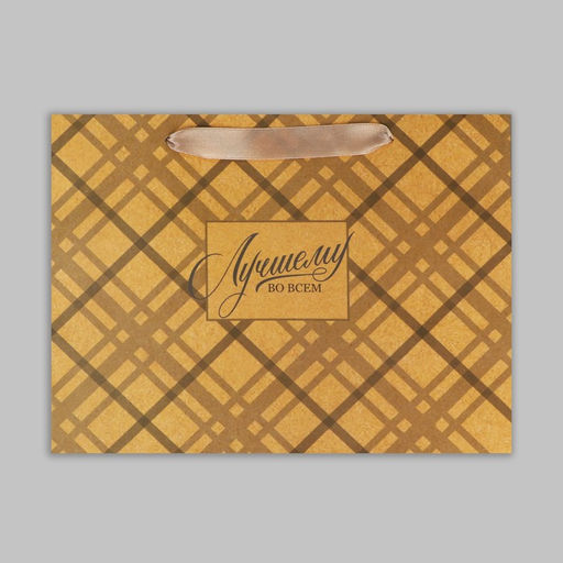 Цена за 3 шт. Пакет подарочный крафтовый, упаковка, Лучшему во всём, MS 23?18?8 см