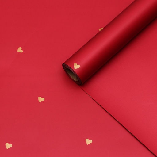 Пленка для цветов, 57 см ×10 м, «Сердечки», винная, 65 микрон