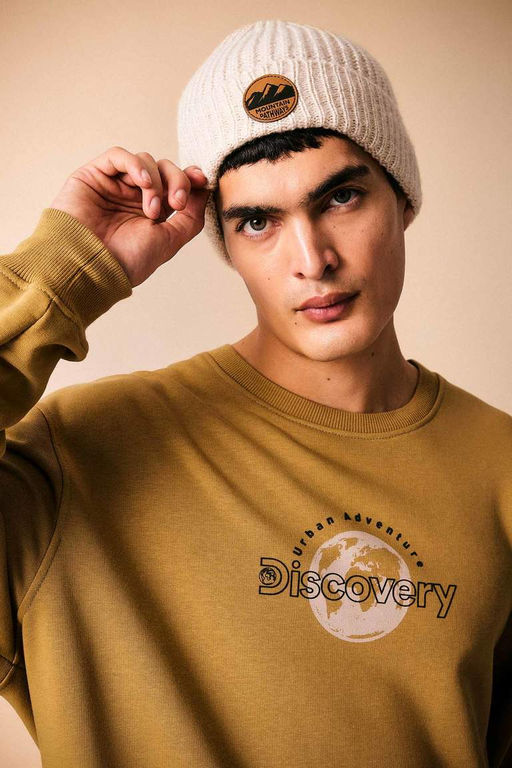 Толстовка оверсайз с круглым вырезом Discovery Channel - Defacto фото 3
