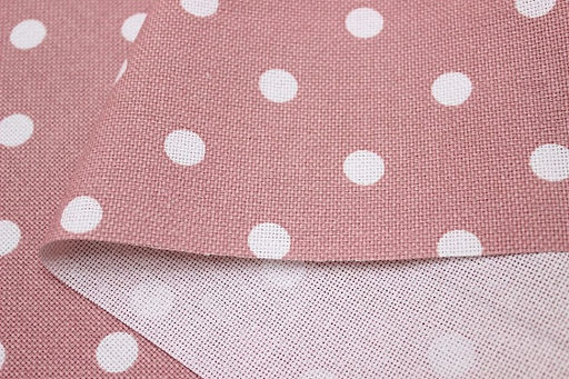 Рогожка Белый горох (11мм) на дымчатой розе, СОРТ2, ш.1.5м, хлопок-100%, 160гр/м.кв - Купава фото 4