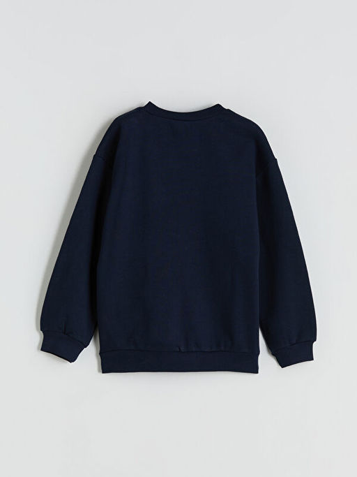 Bisiklet Yaka Bask?l? Erkek ?ocuk Sweatshirt
