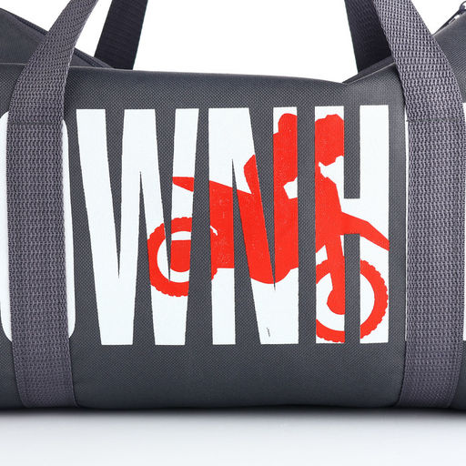 Сумка спортивная на молнии TEXTURA, с подкладкой, длинный ремень, маленький размер, с принтом, серая/белая