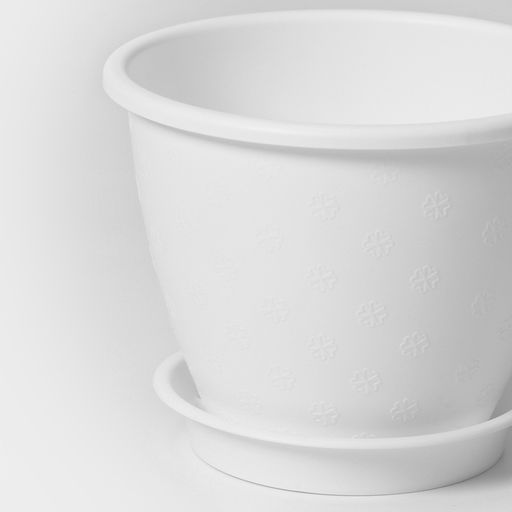 Цена за 3 шт. Горшок для цветов с поддоном «Цветочек», 1.2 л, d=15 см, пластиковый, белый