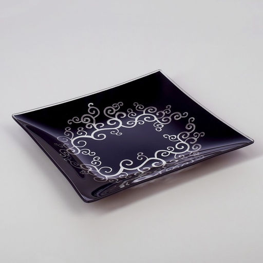 Сервиз столовый «Виктория», 7 предметов: 30×30 см - 1 шт., 20×20 см - 6 шт., стекло, синий