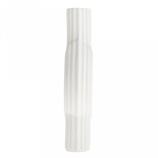 Ваза керамическая "Кабо-Верде" 800мл, 11,3х3,2см h17,3см, д/горла - 1,8см, матовая, фактурная глазурь, цвет - белый, в коробке (Китай)