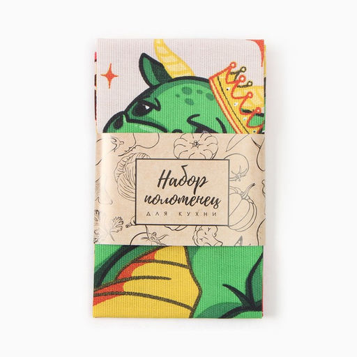 Набор полотенец Доляна Дракон удачи 28х46 см - 2 шт, 100% хл, рогожка 164 г/м2  фото 6