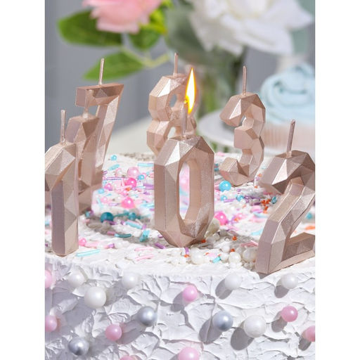 Свеча в торт на шпажке Многогранник, цифра 1, 7 см, шампань - Simaland фото 6