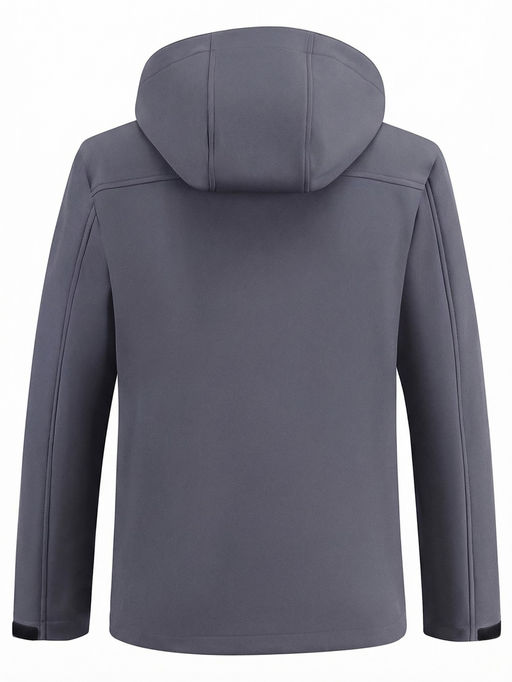 Ветровка мужская софтшелл виндстоппер с капюшоном спортивная темно-серого цвета 9617_1TC