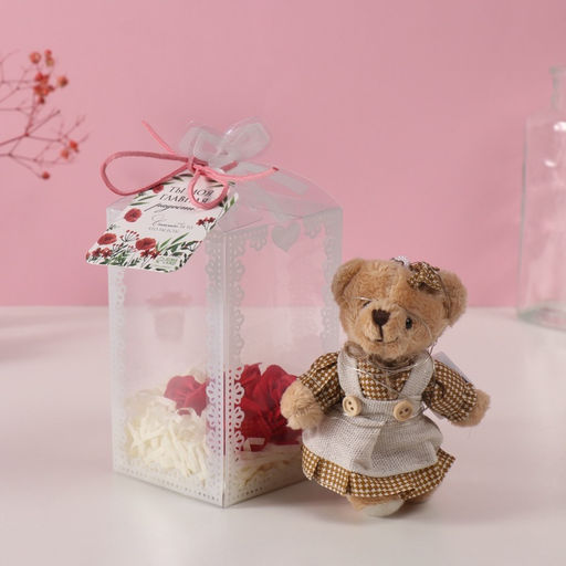 Набор подарочный Мишка в платье, мыльные красные розы 5 шт., роса, 7?7?12 см - Simaland фото 6