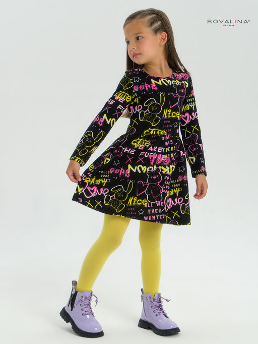 Платье Эля неоновые мишки