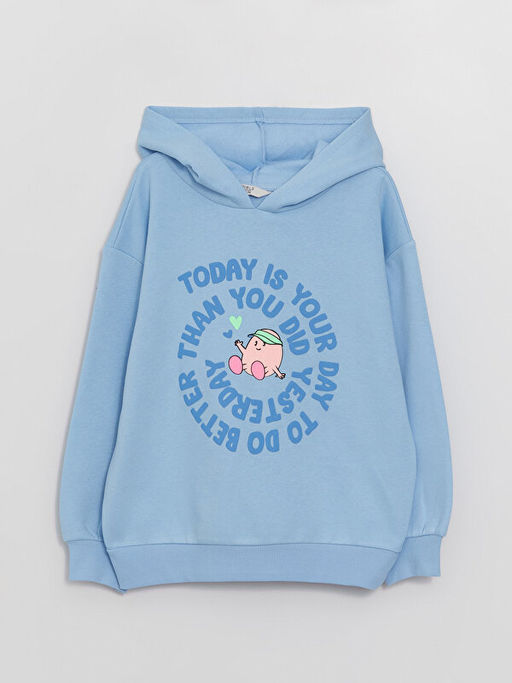 Bask?l? Uzun Kollu K?z ?ocuk Hoodie