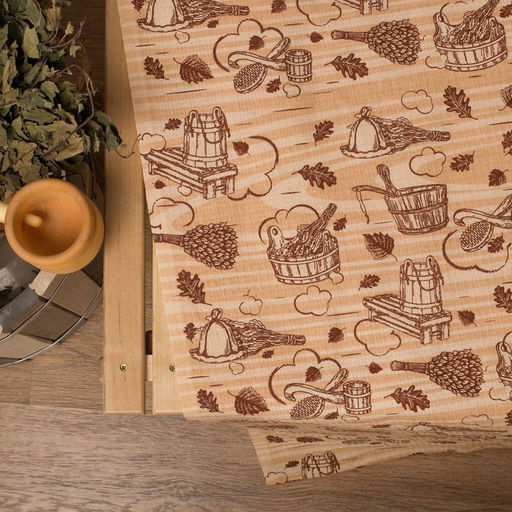 Простыня вафельная для бани «Банька» 145×180 см, 100% хлопок, бежевая