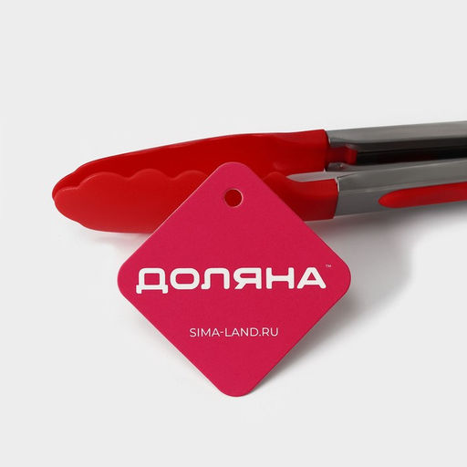 Щипцы кухоные Доляна «Лист», 23×3,5 см, цвет красный