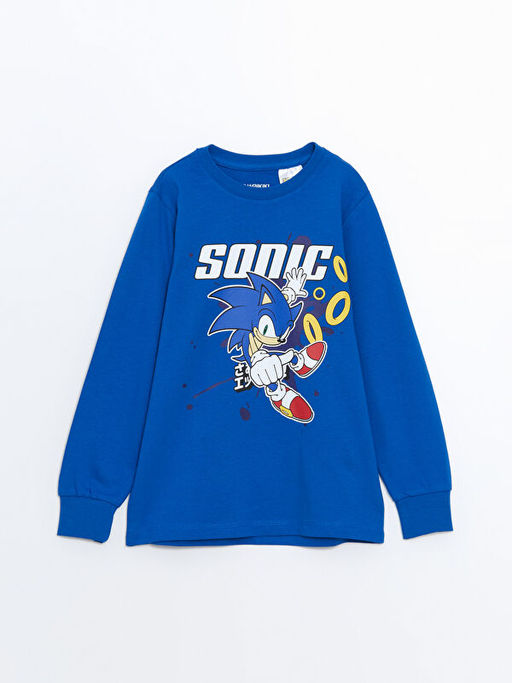 Bisiklet Yaka Sonic Bask?l? Uzun Kollu Erkek ?ocuk Pijama Tak?m? - Waikiki фото 2