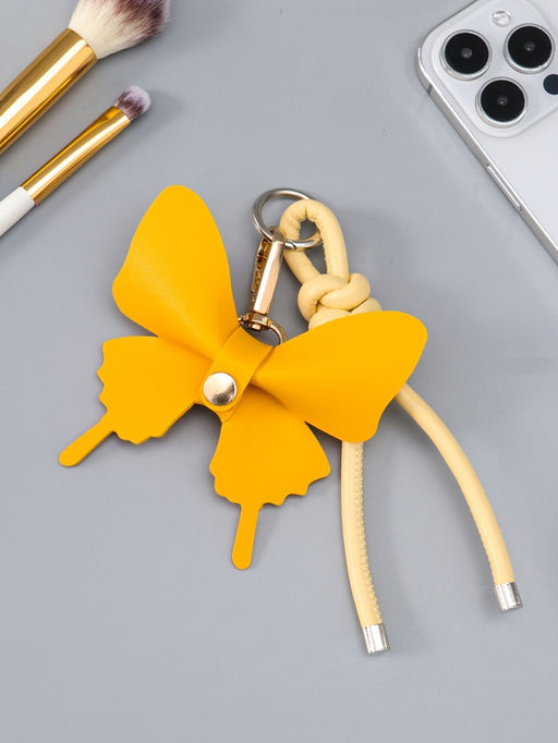 Брелок на карабине "Бабочка с узлом" бежево-рыжий 13,5х9,5х2,5 см