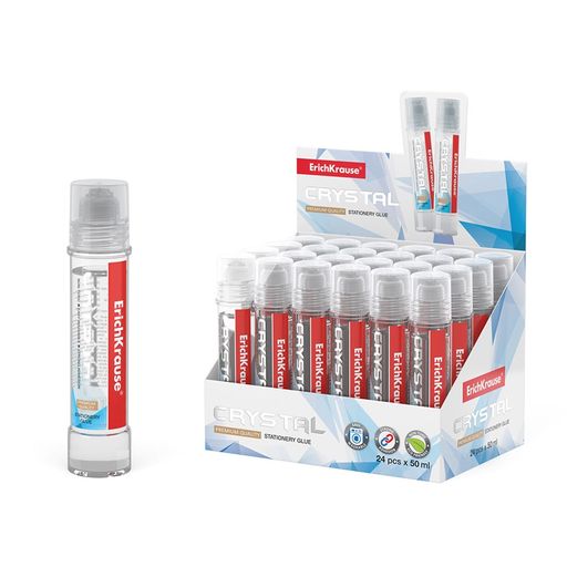 Клей канцелярский "ErichKrause Crystal" 50 мл., с аппликатором (48710) повышенная прозрачность